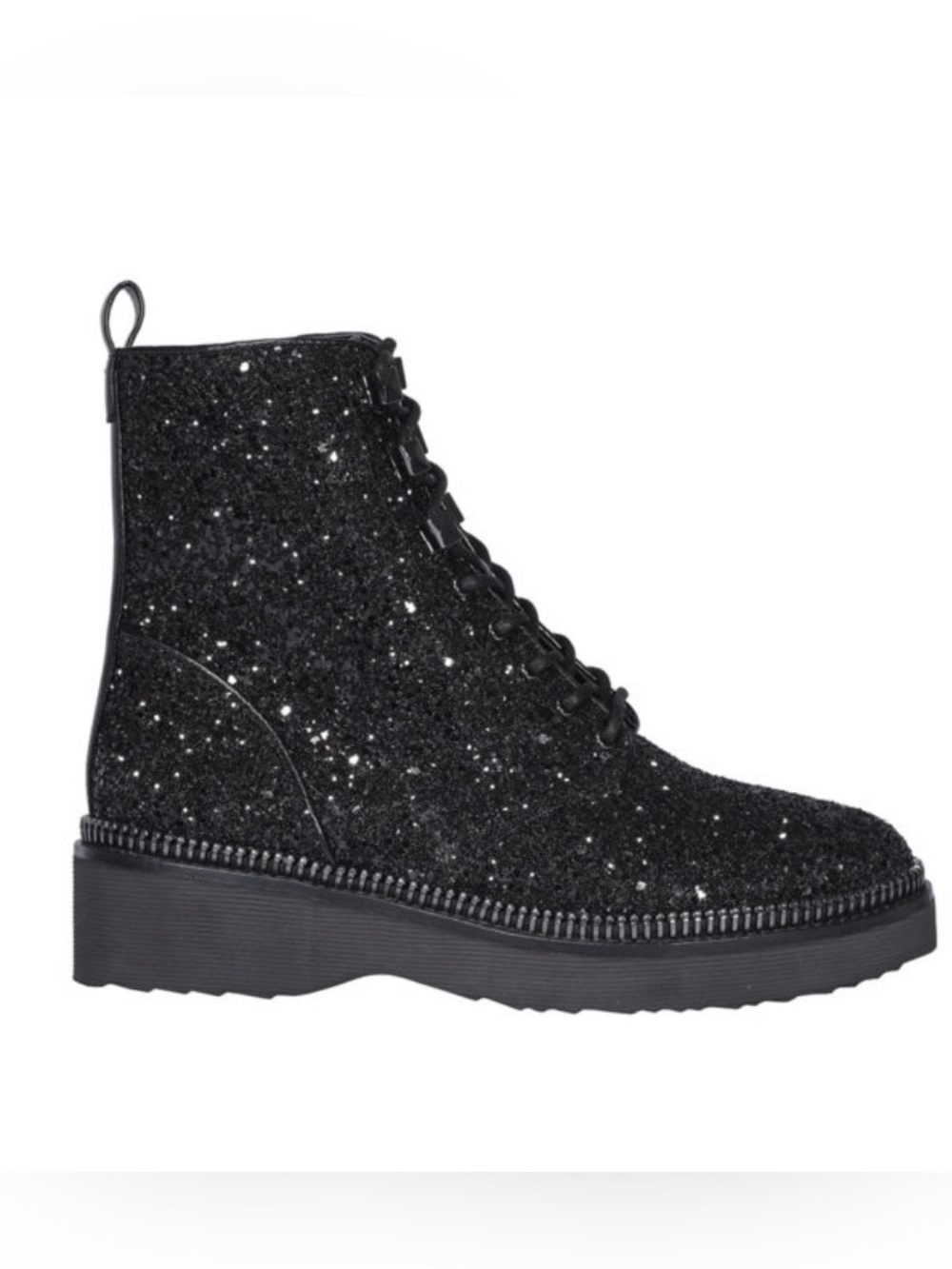 Michael Kors Black Glitter Lace-Up Women's Combat Boots NWOT
